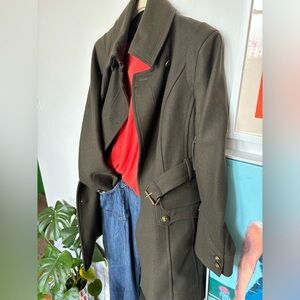 Worthington Olive Green Utility Coat with Red Lining